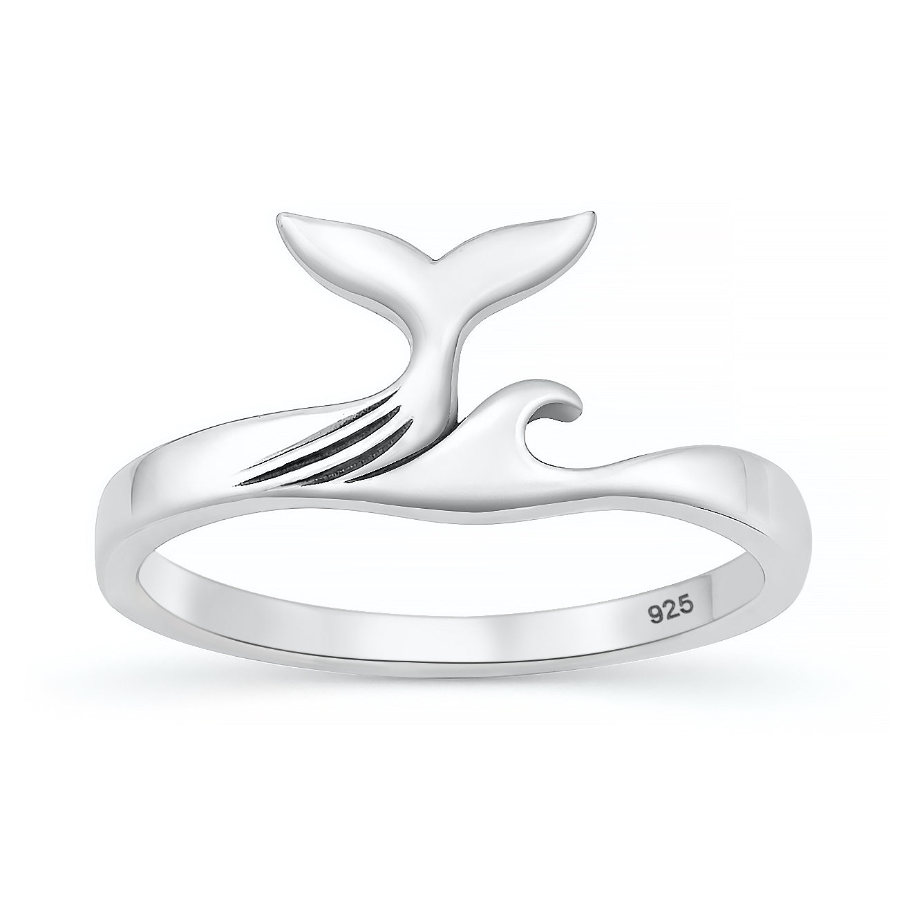 Silver Ring - Whale Tail & Wave