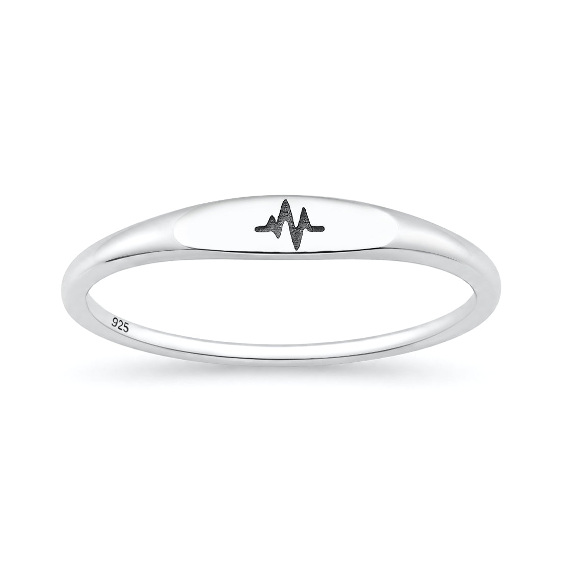 Silver Ring - EKG Heartbeat