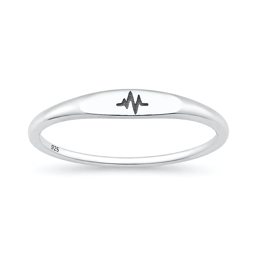 Silver Ring - EKG Heartbeat