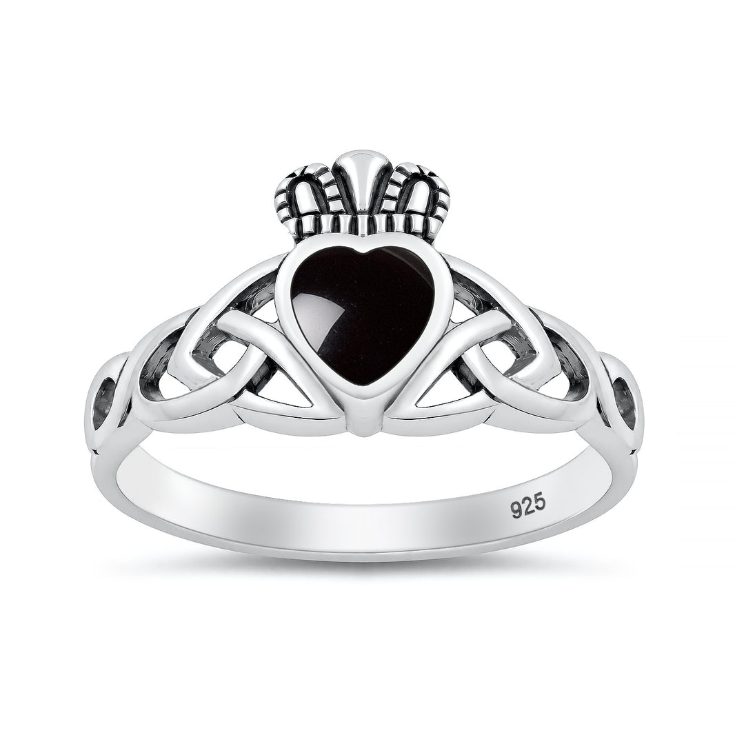 Silver Stone Ring - Claddagh
