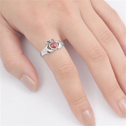 Silver Stone Ring  - Claddagh