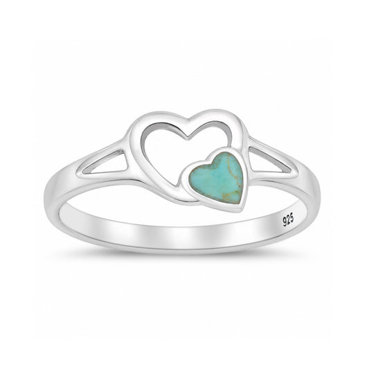 Silver Stone Ring - Heart