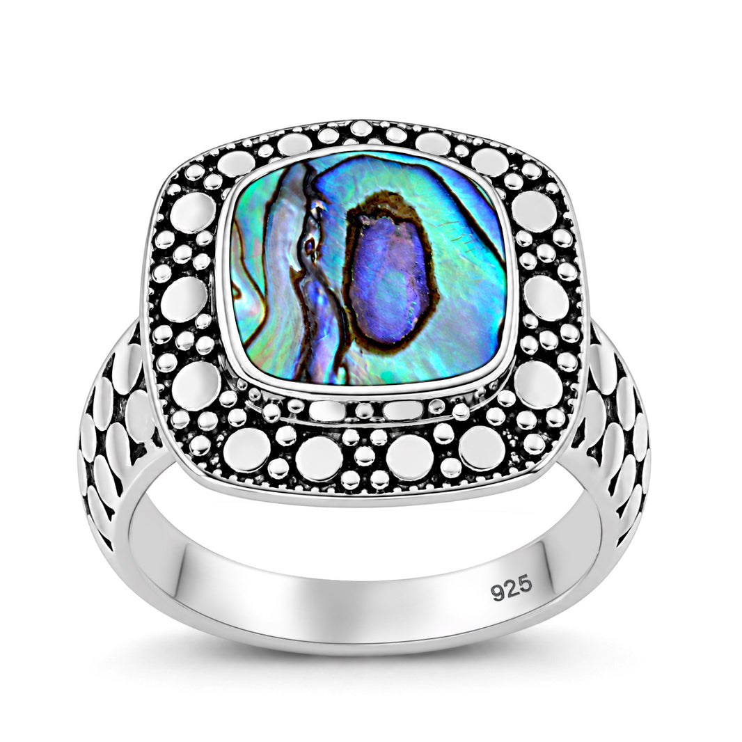 Silver Bali Stone Ring