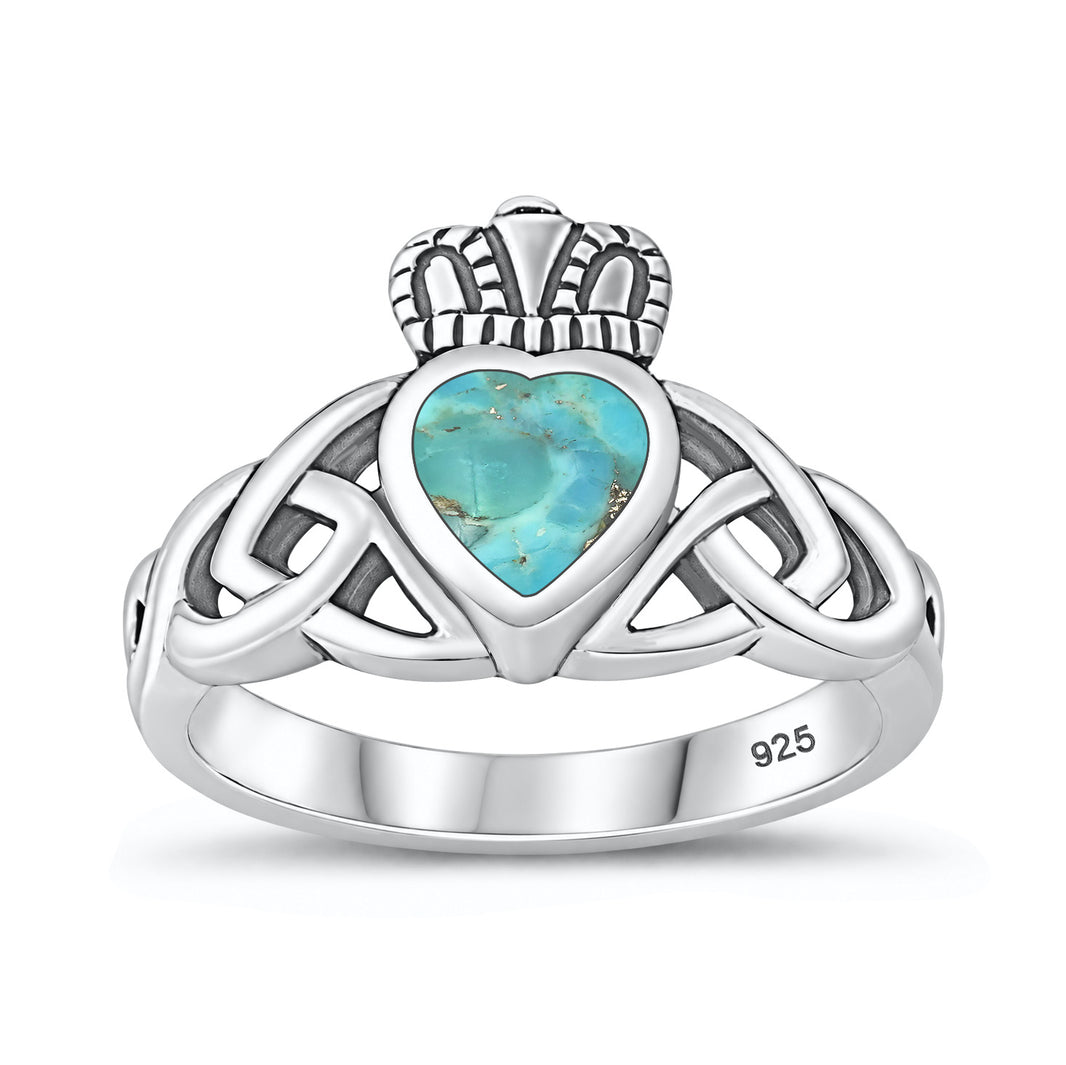 Silver Stone Ring - Claddagh