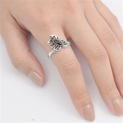 Silver Stone Ring - Scorpion