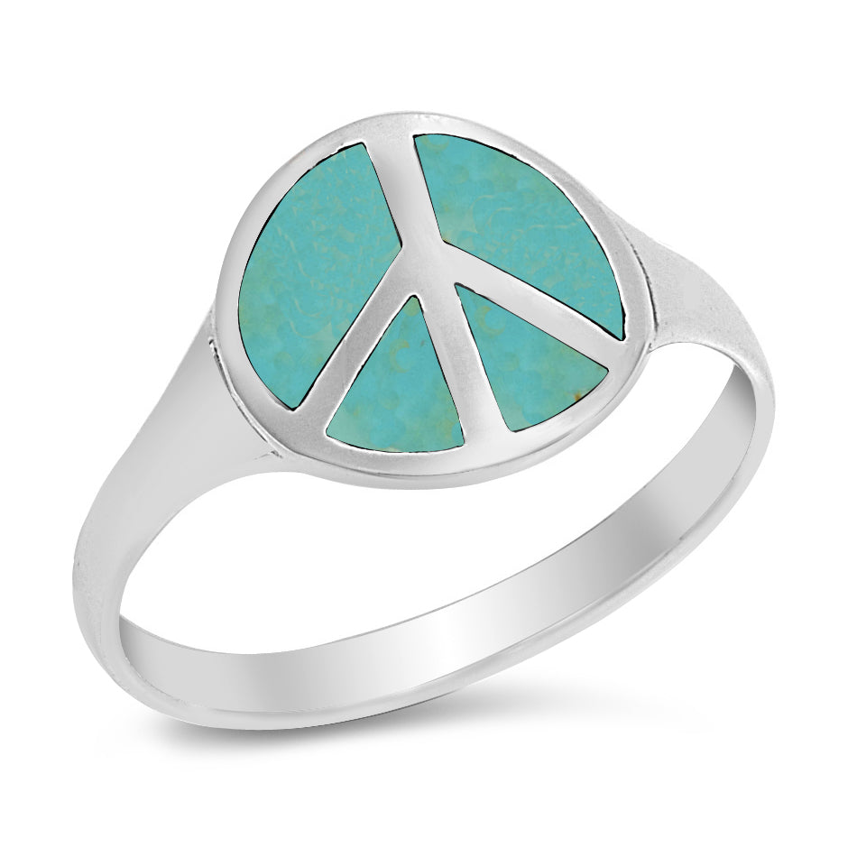 Silver Stone Ring  - Peace Sign