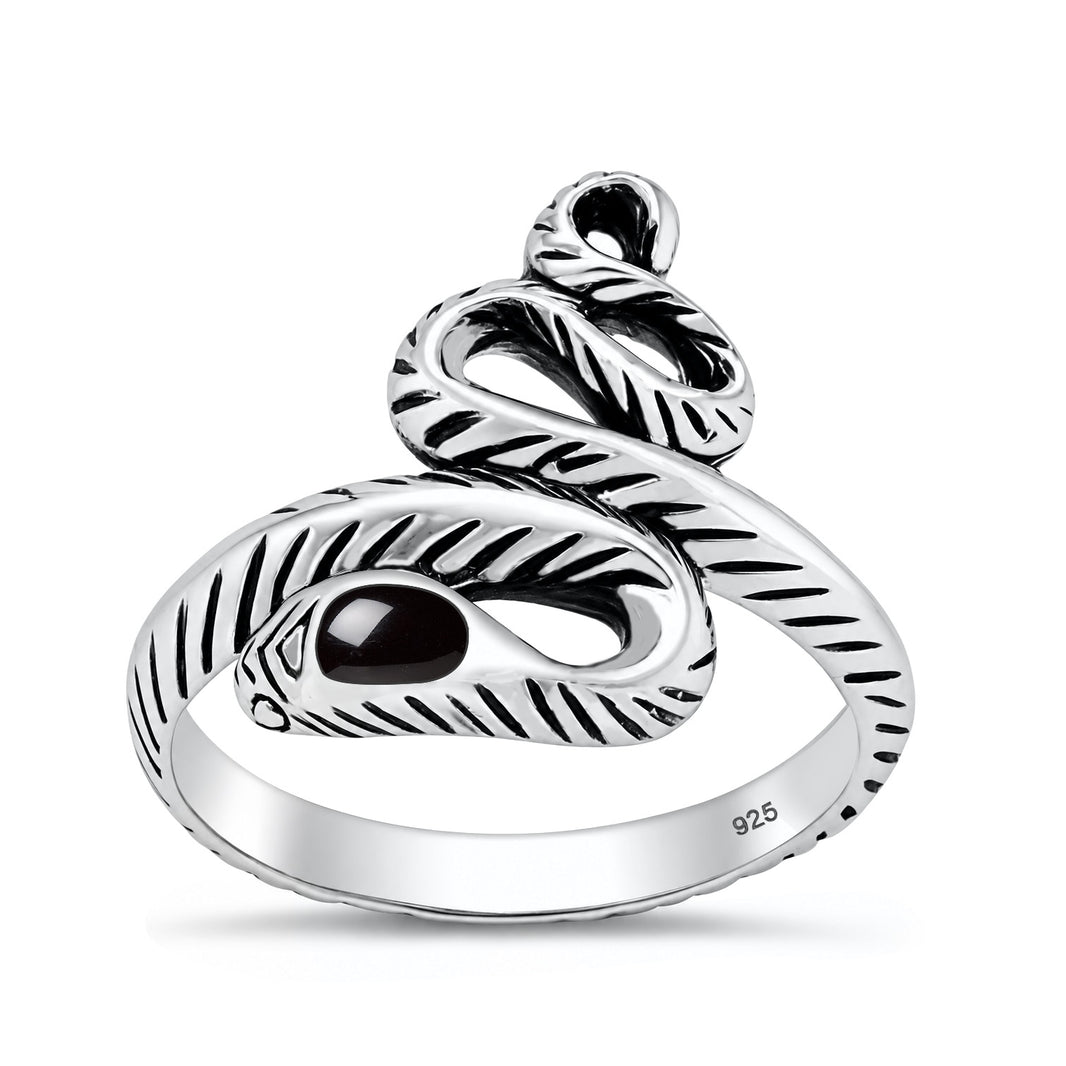 Silver Stone Ring  - Snake