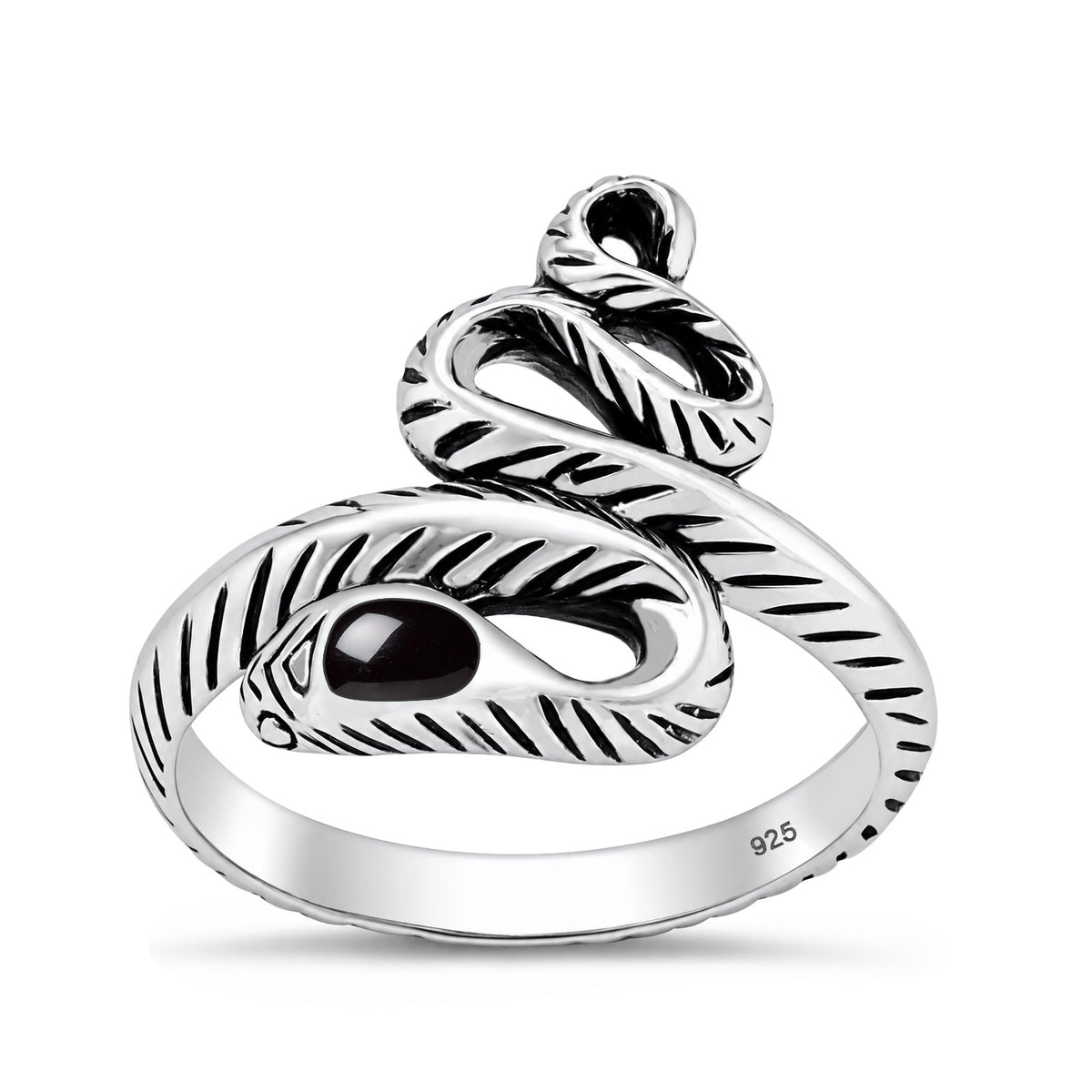 Silver Stone Ring  - Snake