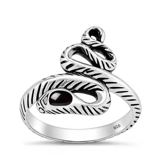 Silver Stone Ring  - Snake