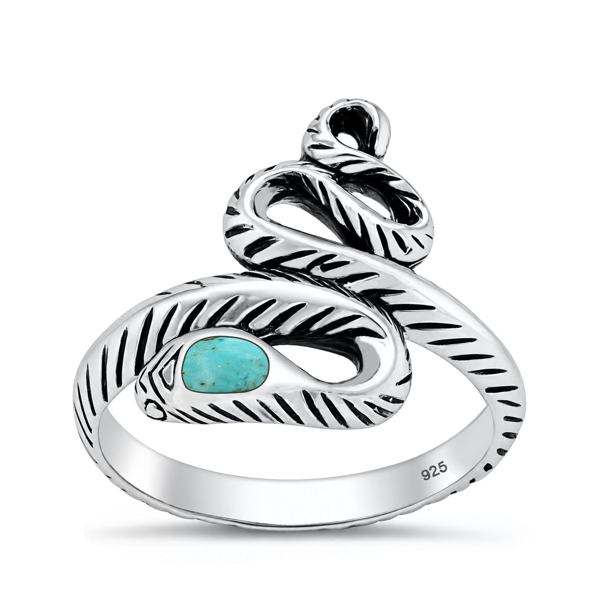 Silver Stone Ring  - Snake