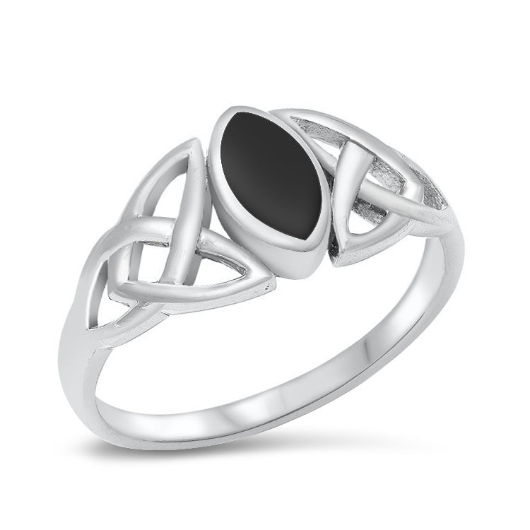 Silver Stone Ring  - Celtic
