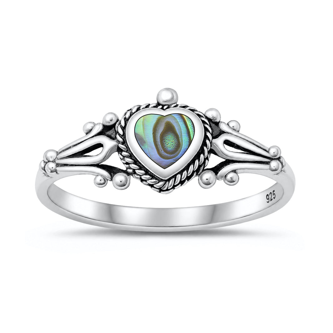 Silver Stone Ring - Heart