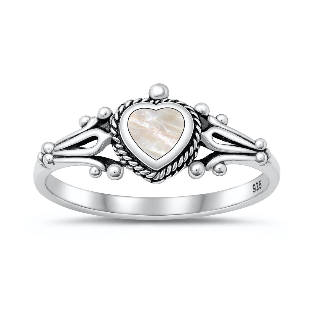 Silver Stone Ring - Heart