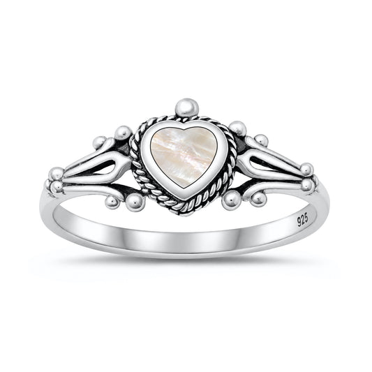 Silver Stone Ring - Heart