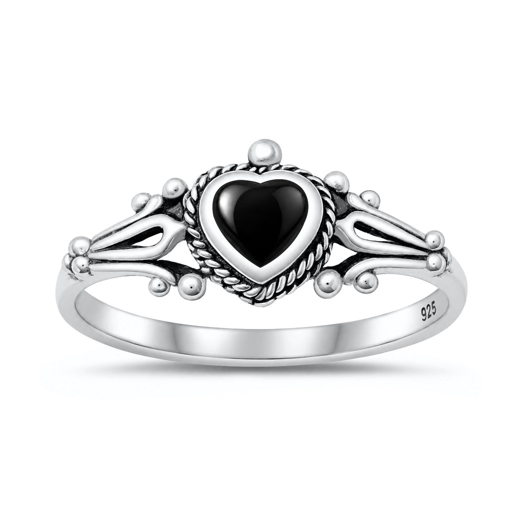 Silver Stone Ring - Heart