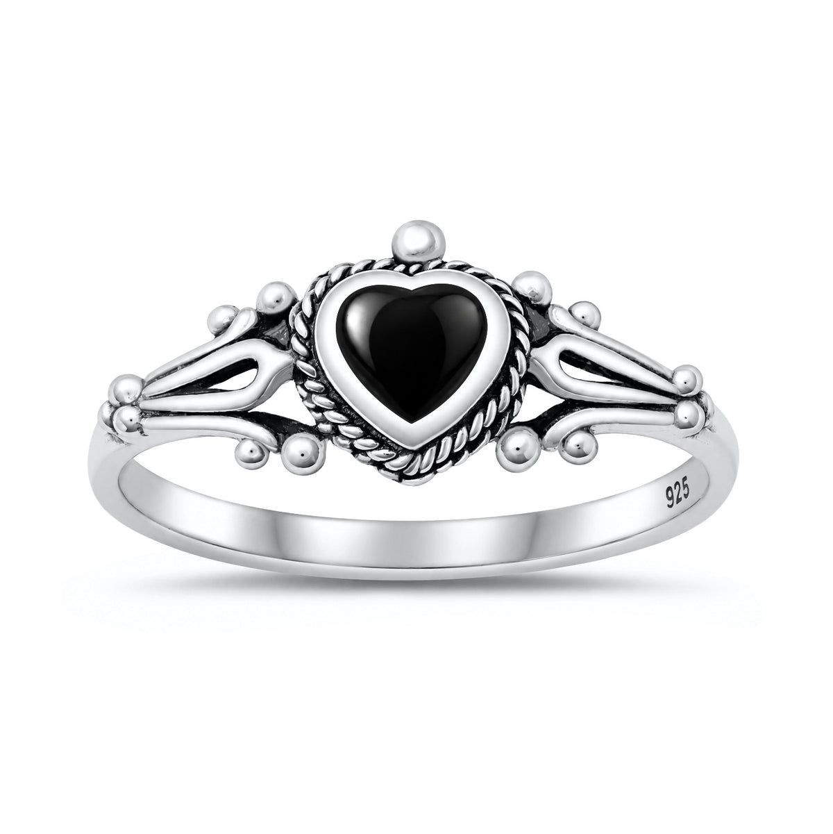 Silver Stone Ring - Heart