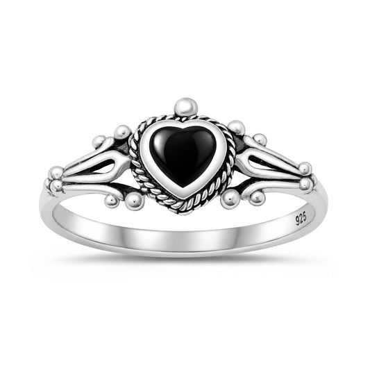 Silver Stone Ring - Heart