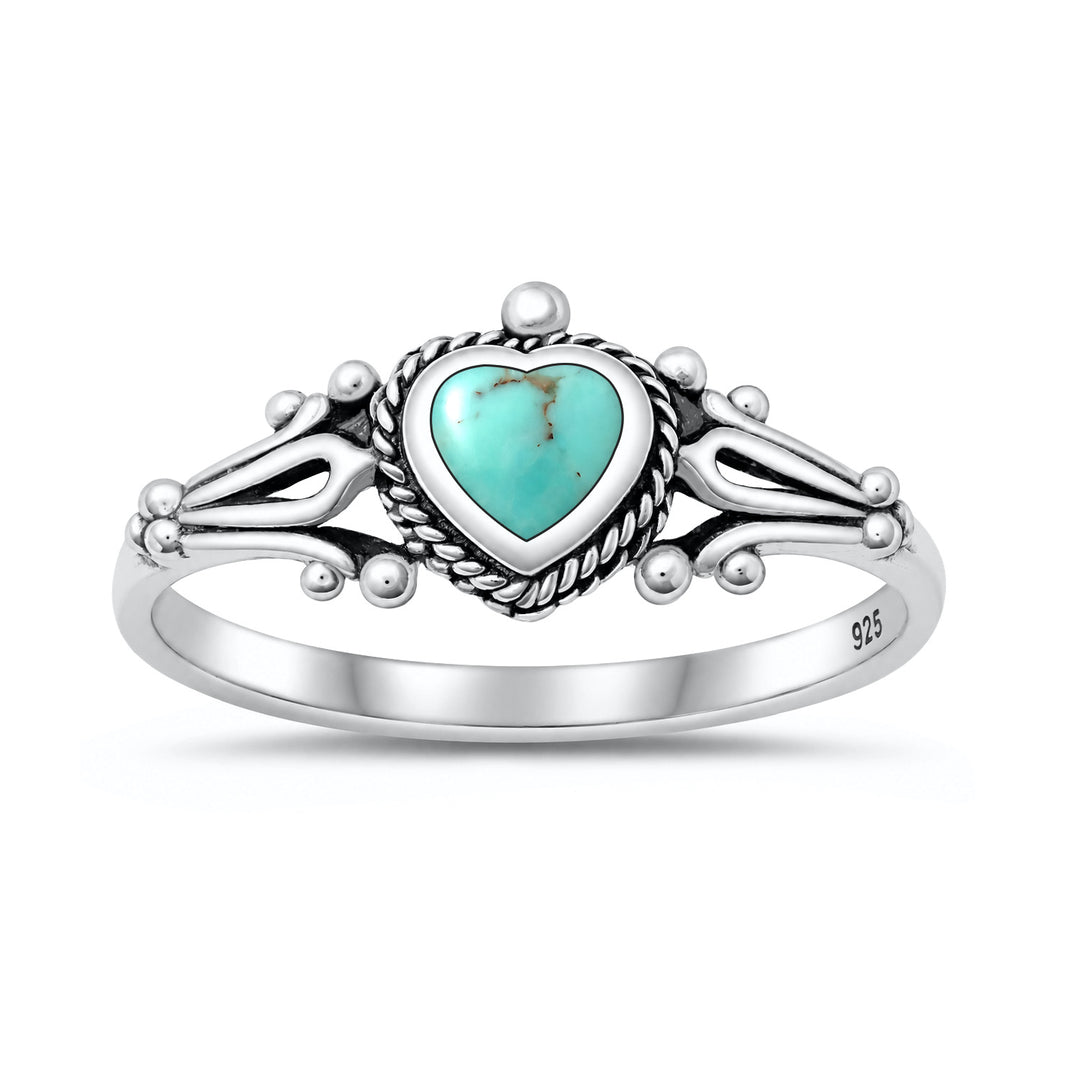 Silver Stone Ring - Heart