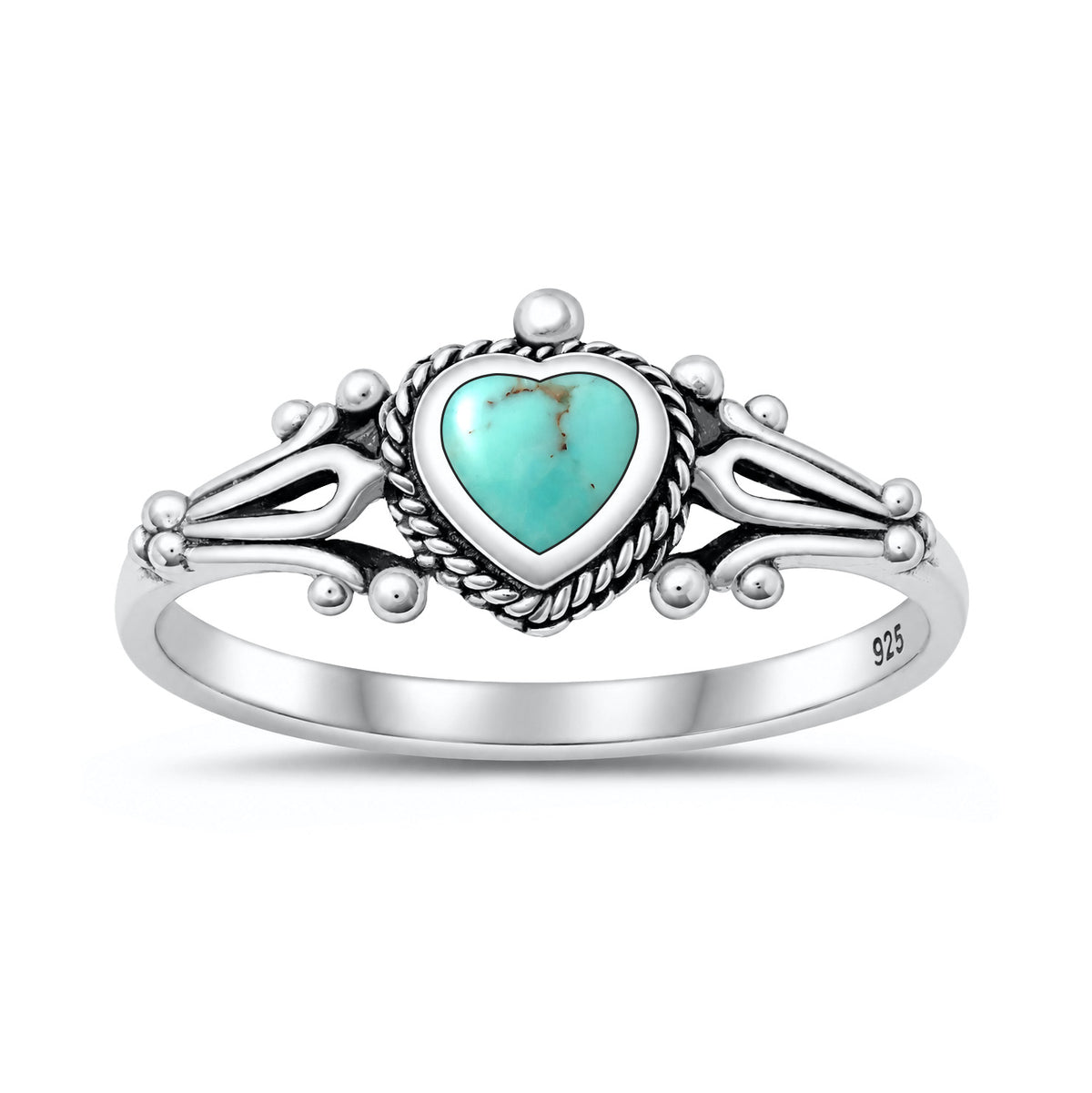 Silver Stone Ring - Heart