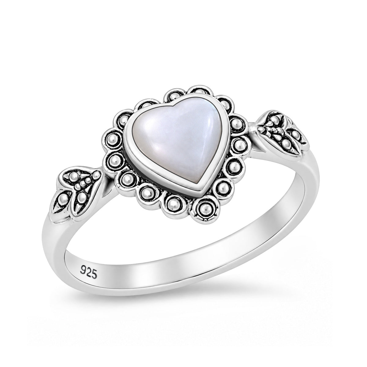 Silver Heart Stone Ring