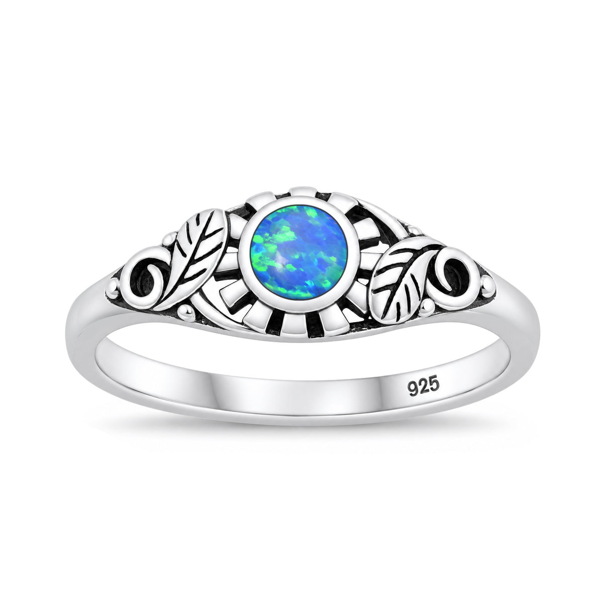 Silver Sunflower Stone Ring