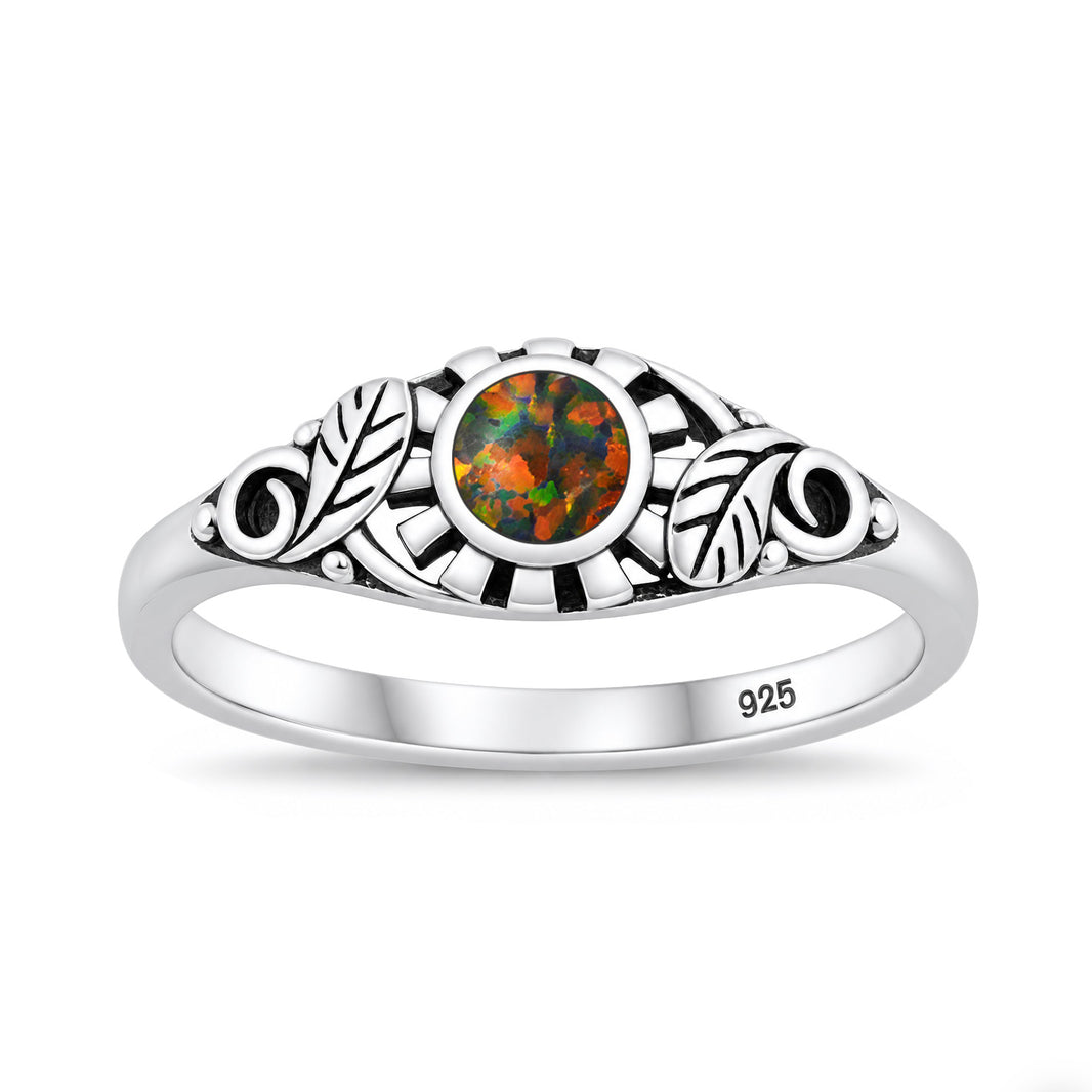 Silver Sunflower Stone Ring