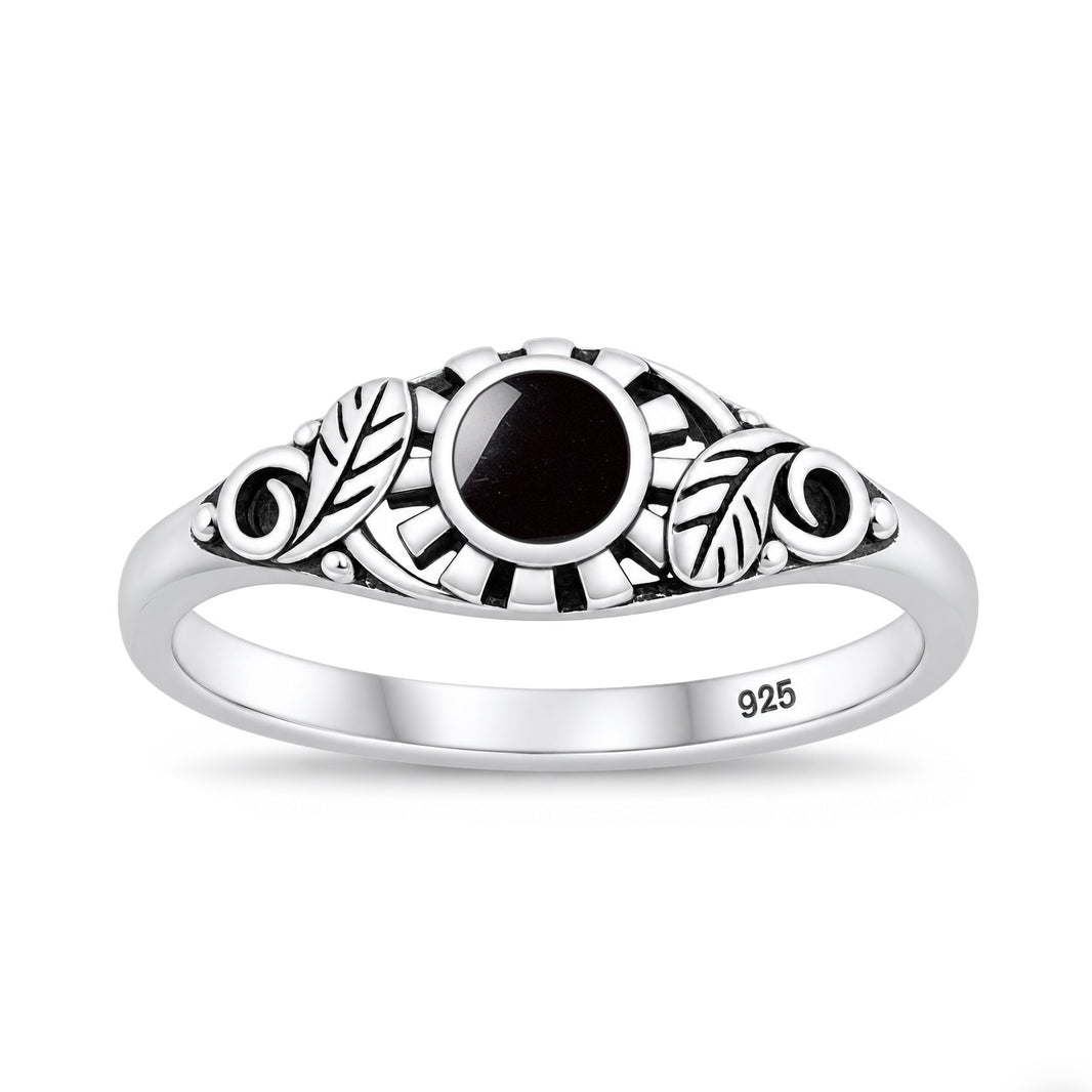 Silver Sunflower Stone Ring
