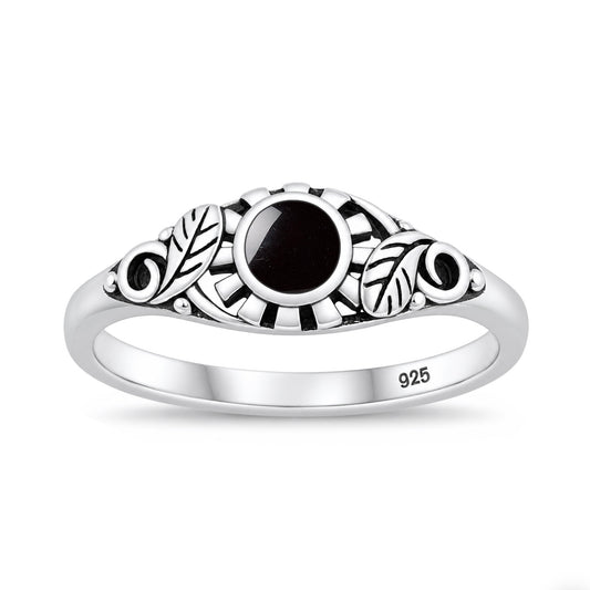 Silver Sunflower Stone Ring