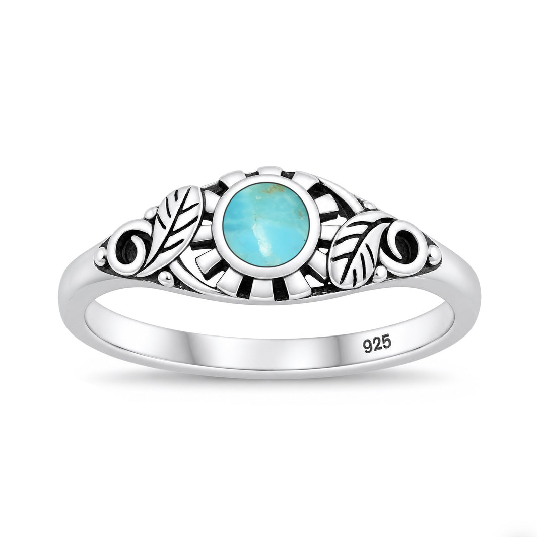 Silver Sunflower Stone Ring