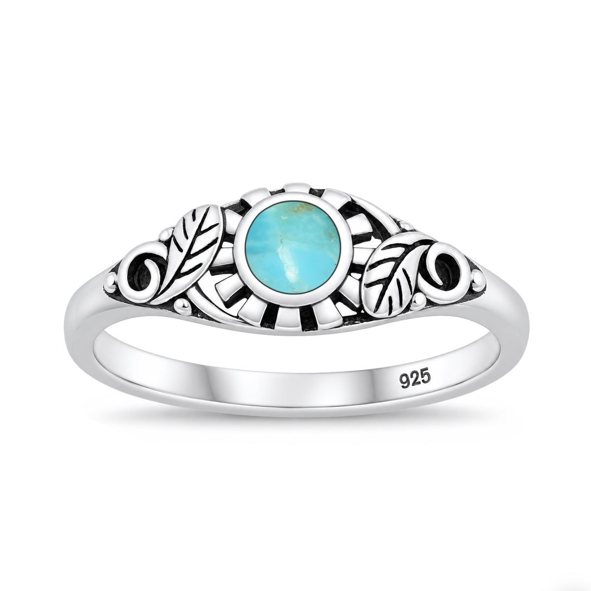 Silver Sunflower Stone Ring