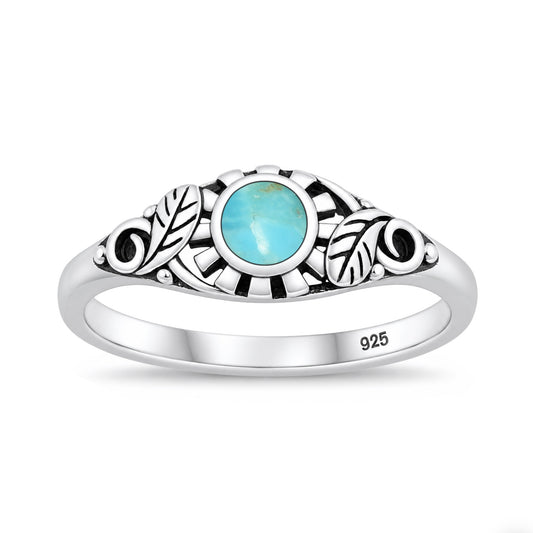 Silver Sunflower Stone Ring