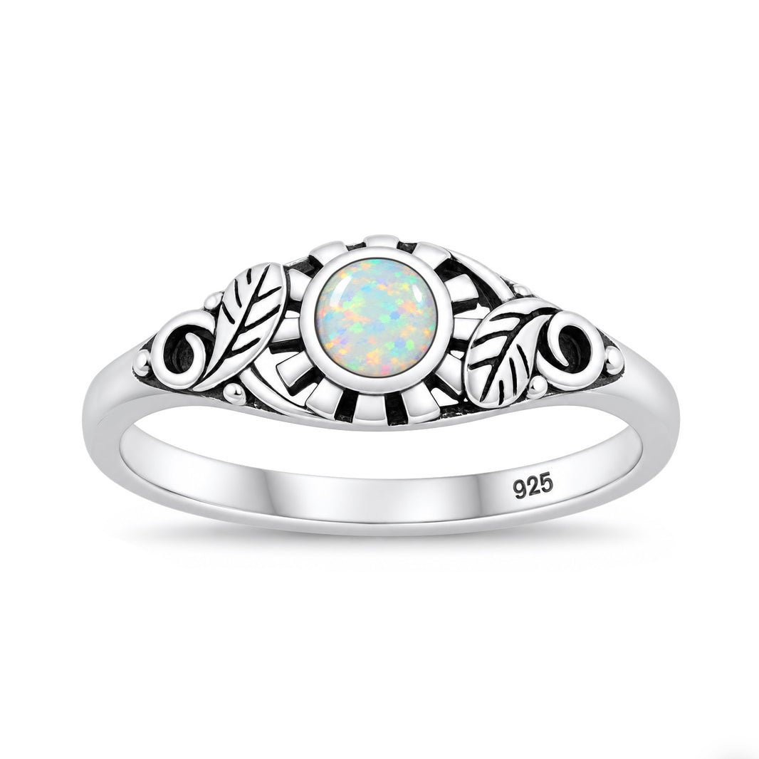 Silver Sunflower Stone Ring