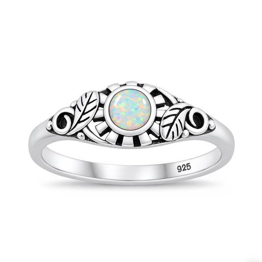 Silver Sunflower Stone Ring