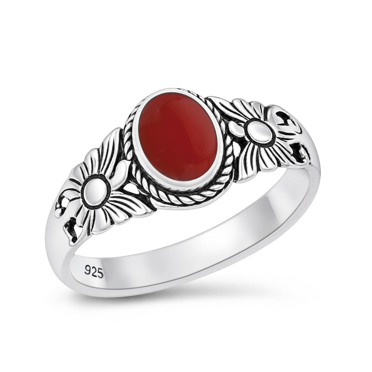 Silver Sunflower Stone Ring