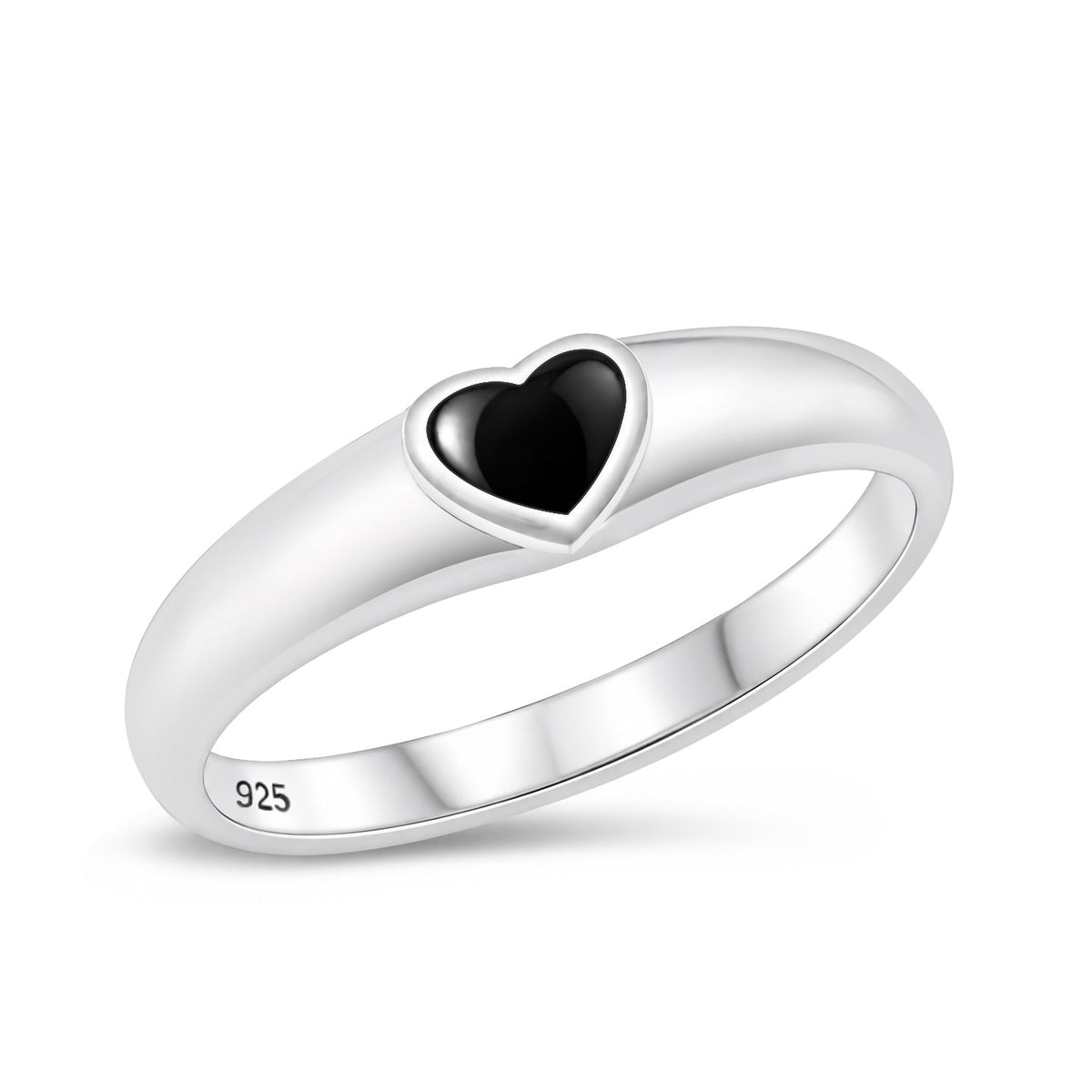 Silver Stone Ring - Heart