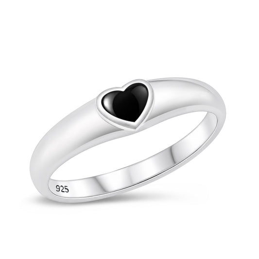 Silver Stone Ring - Heart