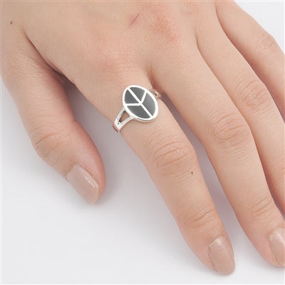 Silver Stone Ring - Peace Sign