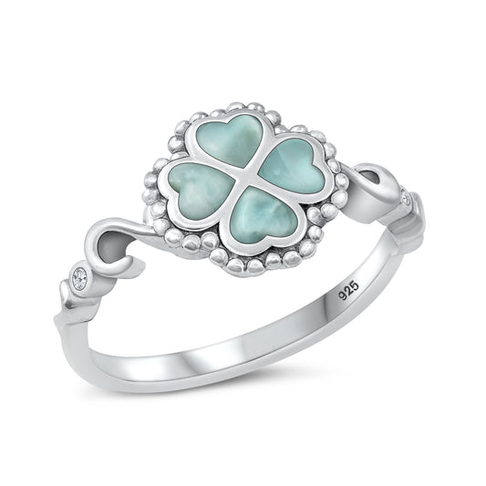 Silver CZ Ring - Four Leaf Clover