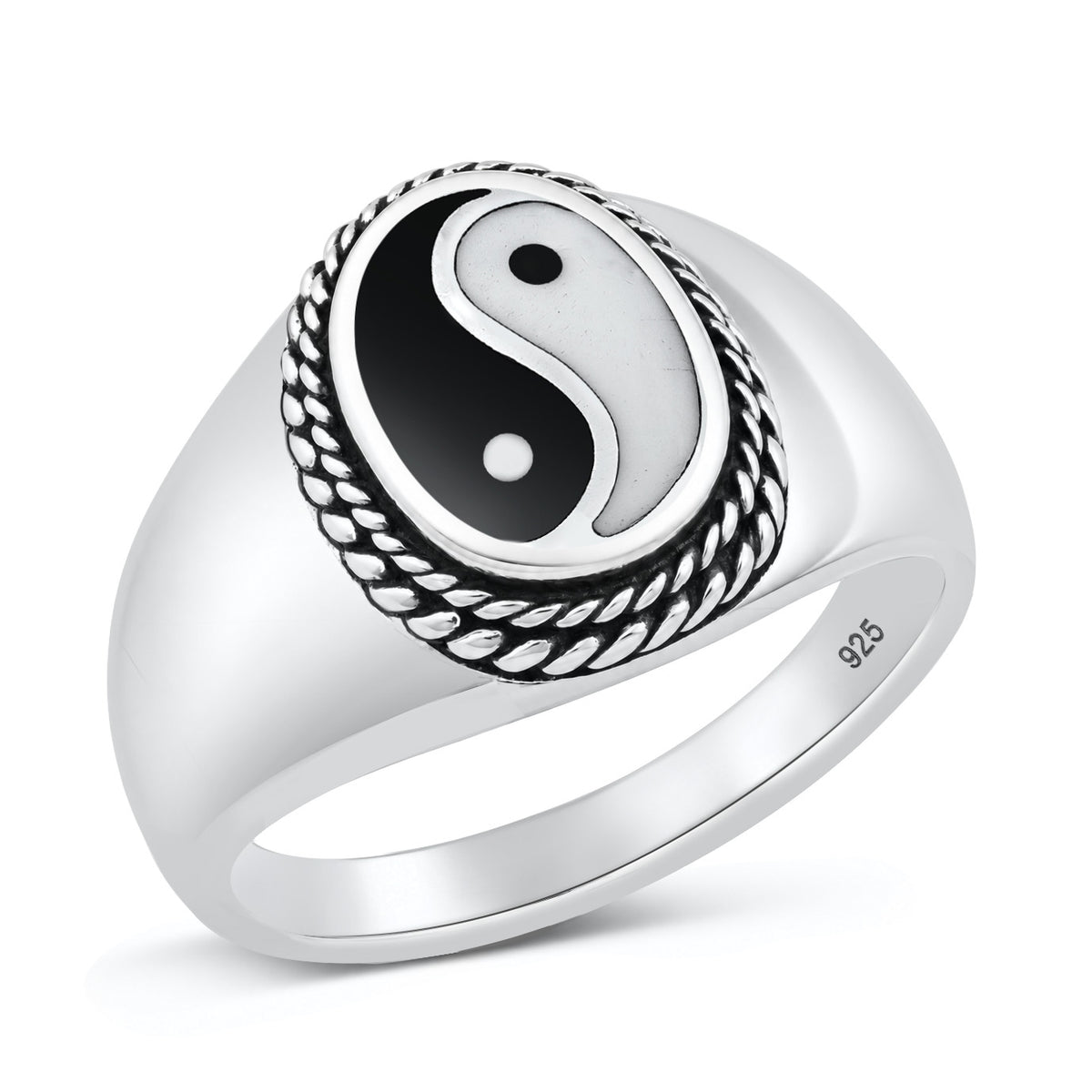 Silver Stone Ring - Yin Yang