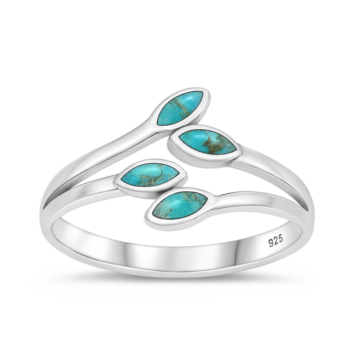 Silver Stone Ring - Leaves