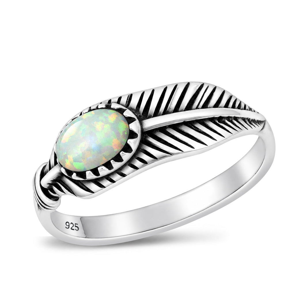Silver Lab Opal Ring - Feather