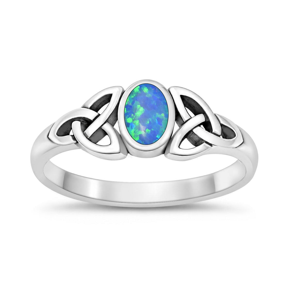 Silver Lab Opal Ring - Celtic