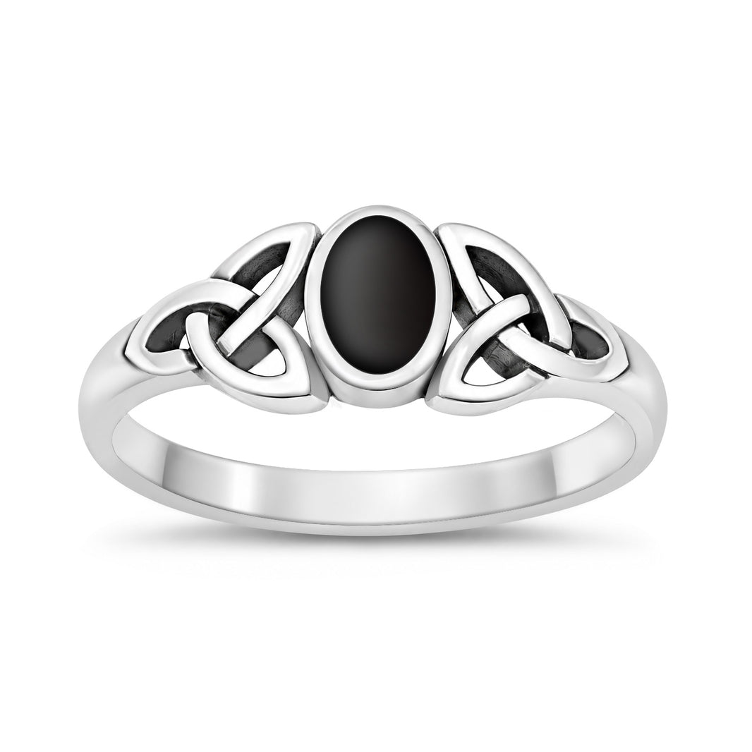 Silver Stone Ring - Celtic