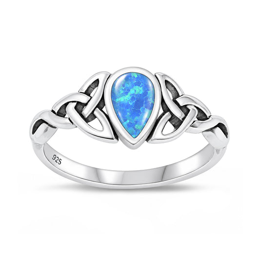 Silver Lab Opal Ring - Celtic