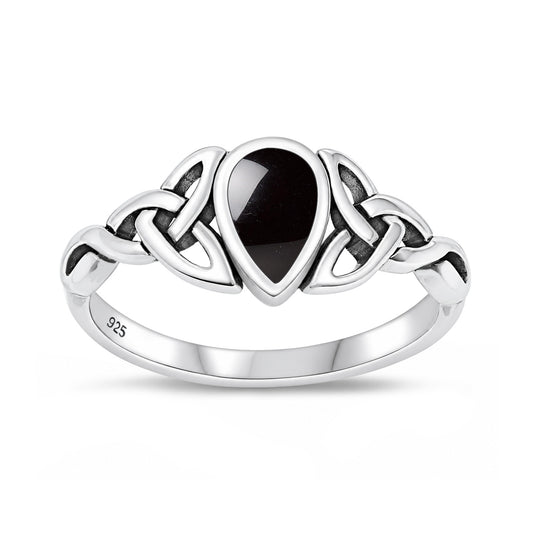 Silver Stone Ring - Celtic