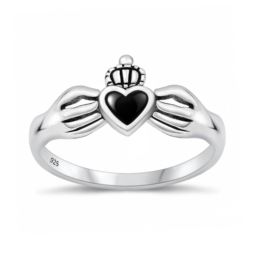 Silver Stone Ring - Claddagh