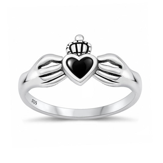 Silver Stone Ring - Claddagh