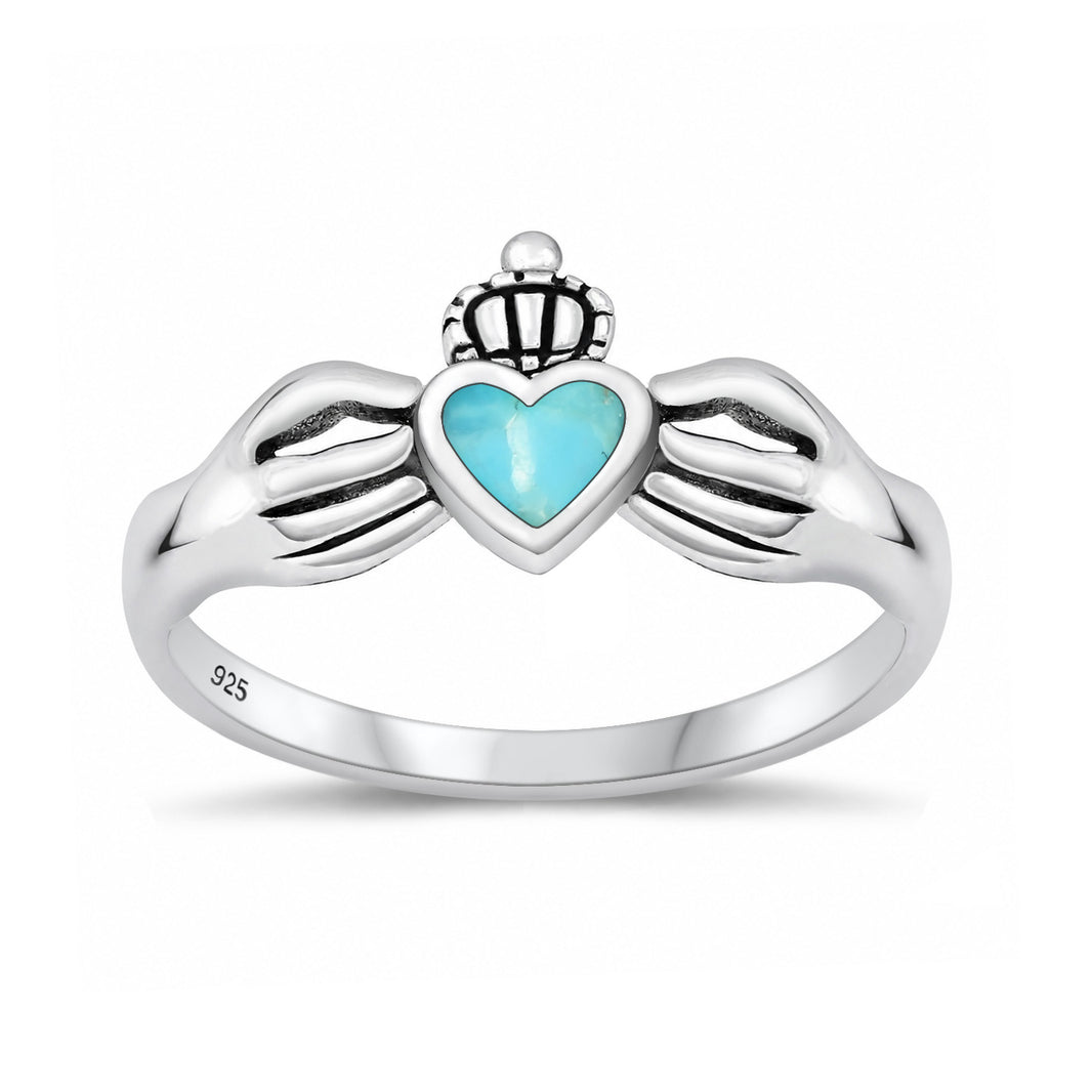 Silver Stone Ring - Claddagh
