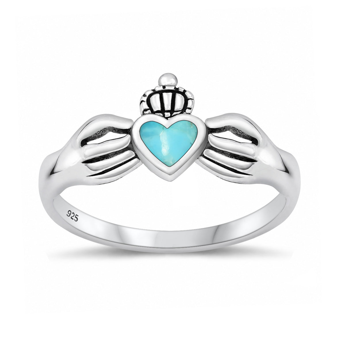 Silver Stone Ring - Claddagh