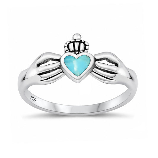 Silver Stone Ring - Claddagh
